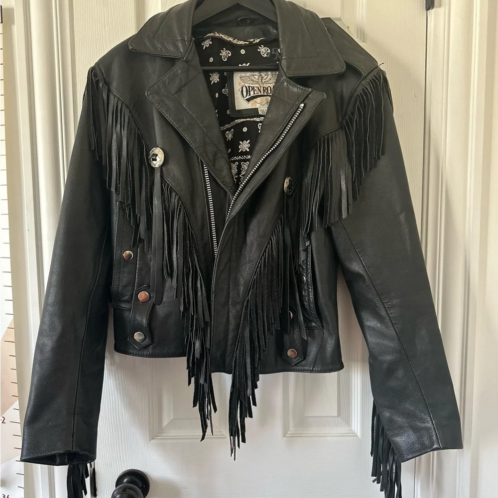Vintage Leather Fringe Jacket - Picture 1 of 5